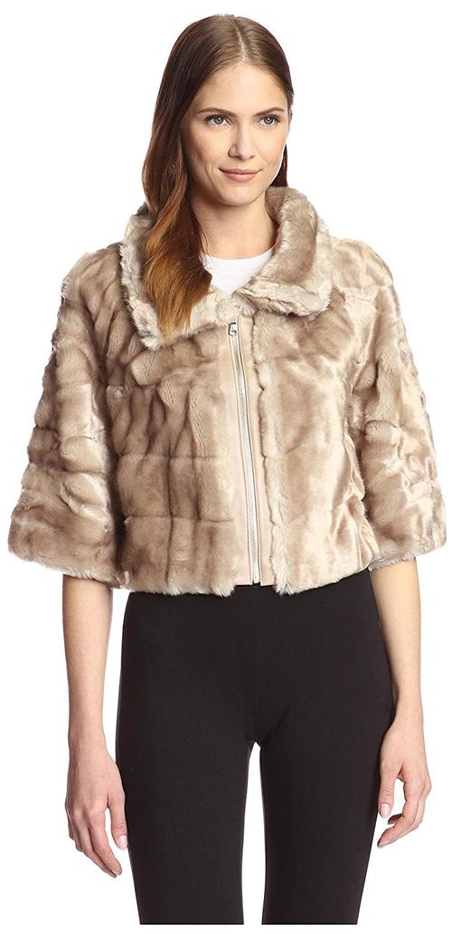 Love Token 女式 Ivan 人造毛皮 Capelet 灰褐色 X-Small 裘皮解析